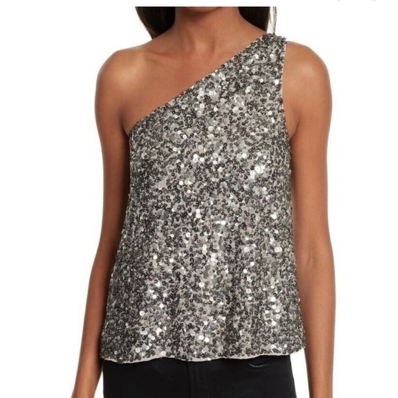 Joie Sequin Top in Vintage Silver Size L – NWT $278 Glam Holiday Party Cocktail - Picture 2 of 7